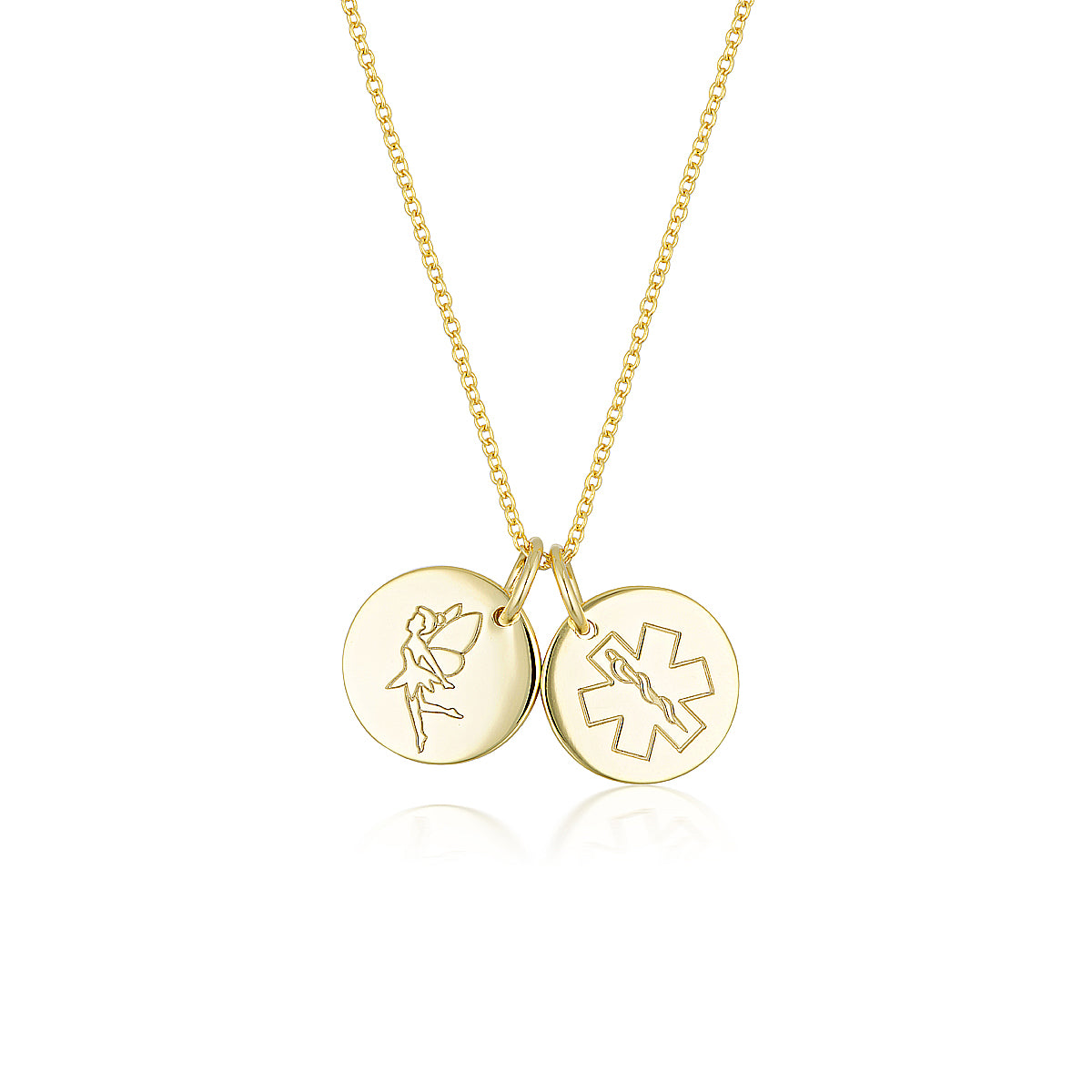 Double Pendant Fairy Necklace 10kt Gold Plated