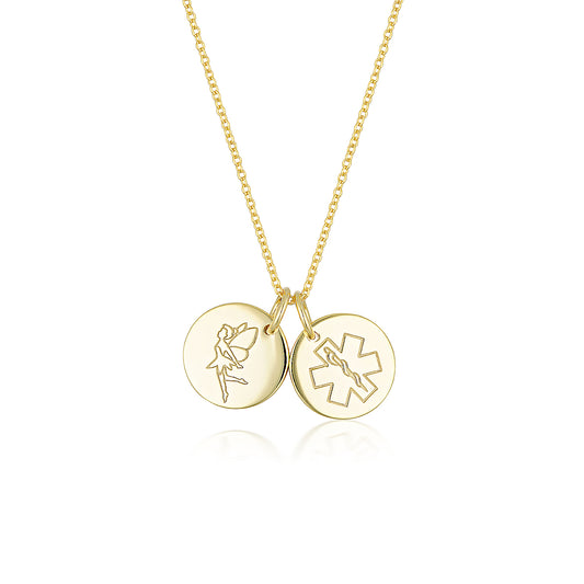 Double Pendant Fairy Necklace 10kt Gold Plated