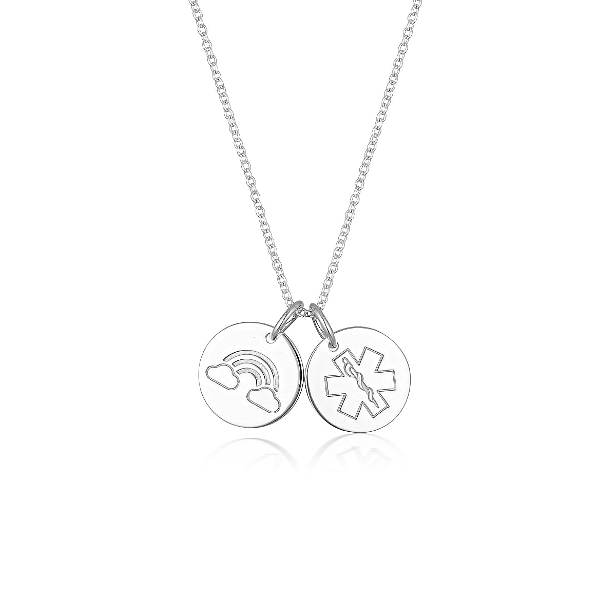 Double Pendant Rainbow Necklace Sterling Silver