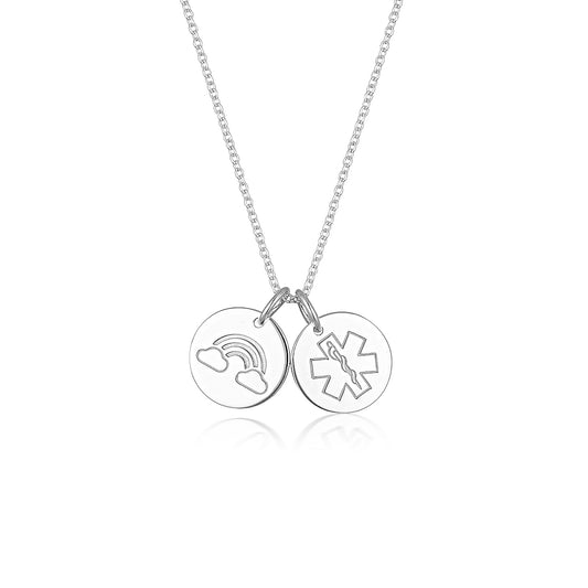 Double Pendant Rainbow Necklace Sterling Silver